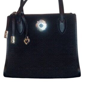 Brighton Black Quilted Large Double Zip Shoulder Bag Tote